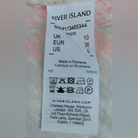 River Island Orange and Cream Plaid Pencil Skirt Size 10 - Picture 5 of 6